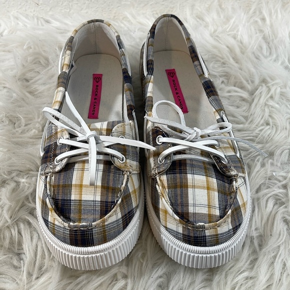 ROCK & CANDY Duffy Plaid Boat Shoes Loafers Size 10 - Picture 1 of 9